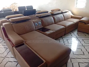 Top Quality Canadian Leather L Shaped Sofa With Usb Slot and Speakers