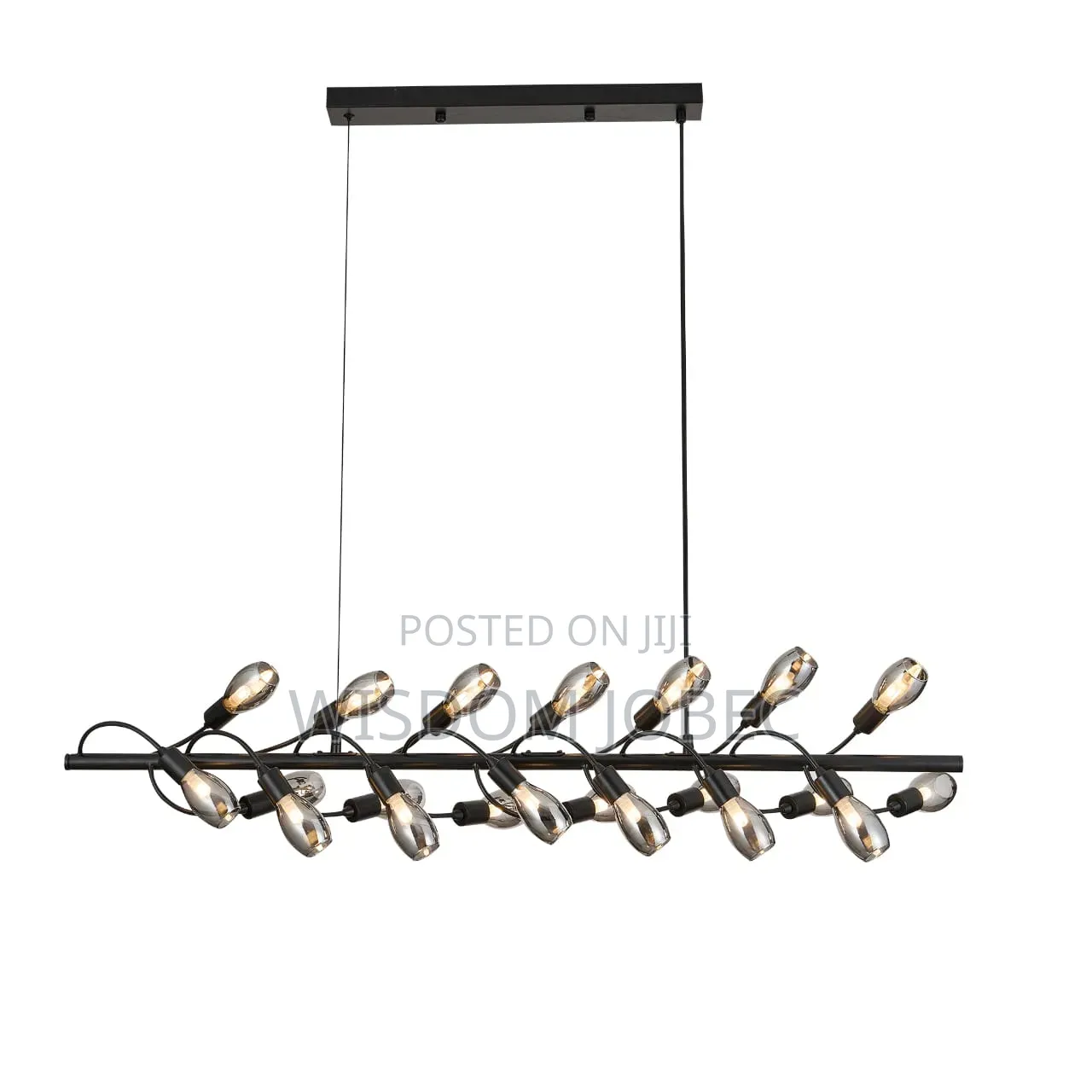 Levistella 21-Light Linear Chandelier Featuring a Black Branch-