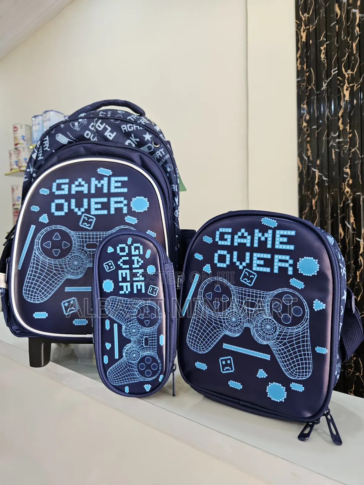 Game Over" Themed Trolley Backpack With Matching Accessories.
