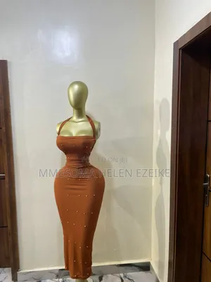Black and Brown Rhinestone Bodycon Midi Dress