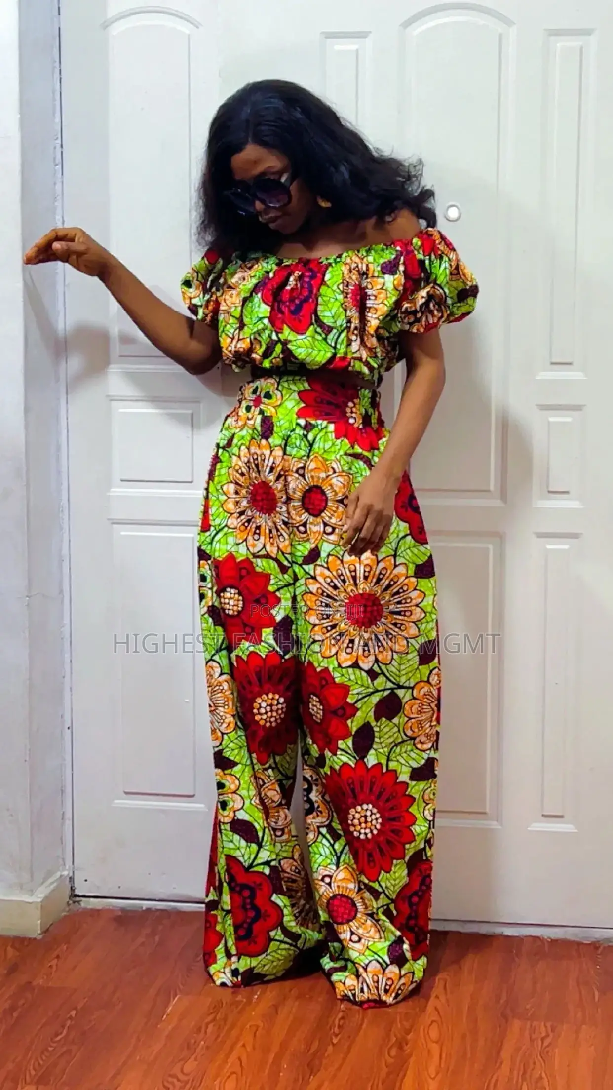 Off Shoulder Crop Top and Trousers - Style 845