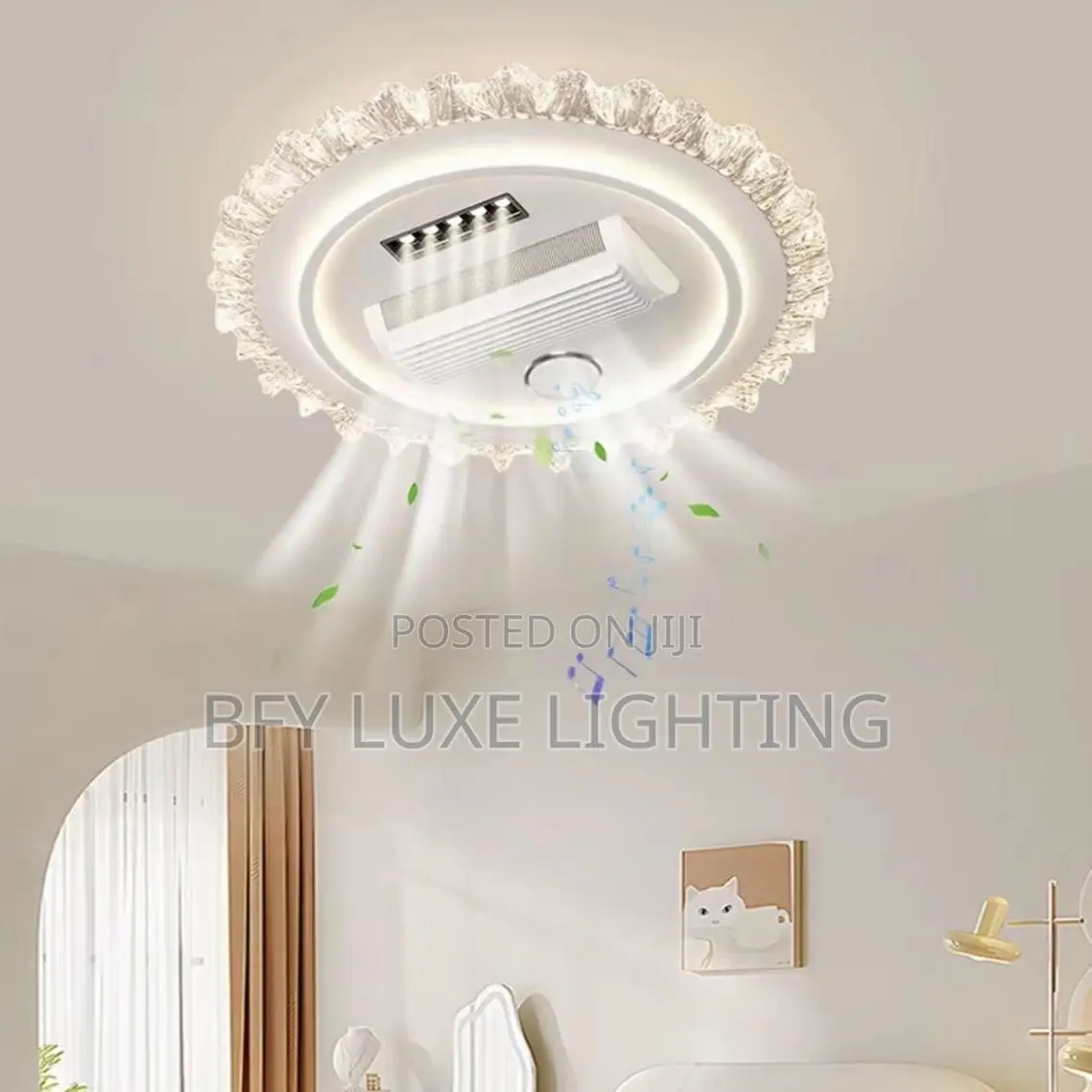 Luxury Crystal Ac Fan Light With Remote