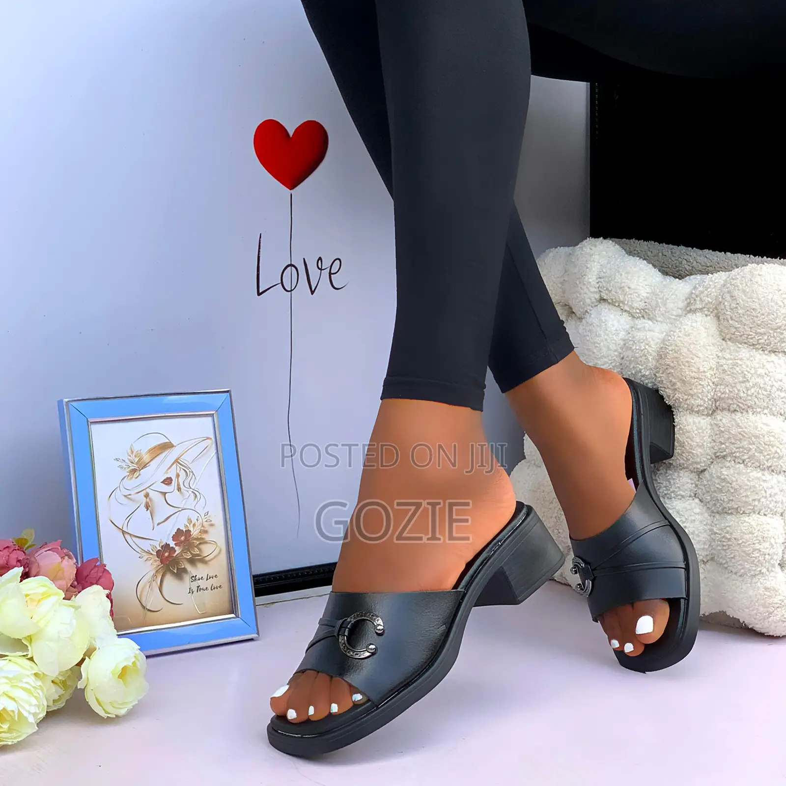 Low Block Heel Slippers