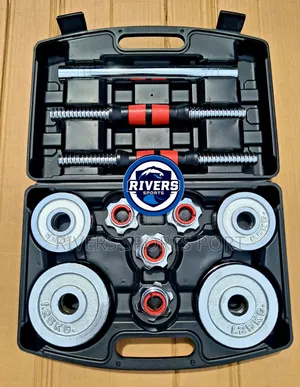 10kg Chrome Adjustable Dumbbell Set With Extension Rod/Connector Box