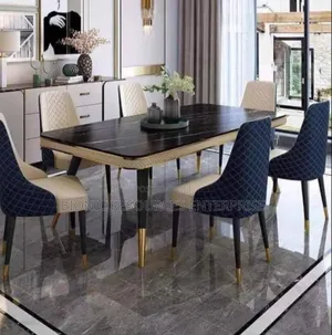 Imported Marble Top Dining Table Set 6 Seaters