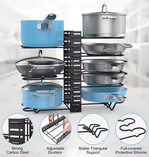 8-layer Adjustable Kitchen Pot Rack Organizer - Under Cabinet Pot Rack
