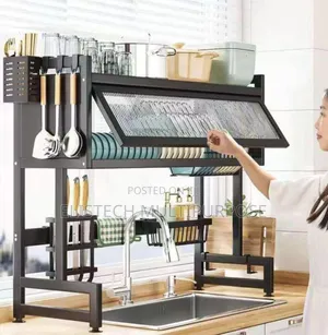 Premium Over-Sink Kitchen Organizer Rack With Flap Doors