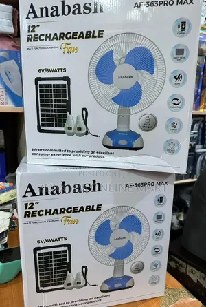 Anabash 12" Rechargeable Solar Fan