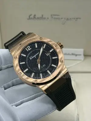 Salvatore Ferragamo F-80 Classic Quartz – Black Dial Black Rubber