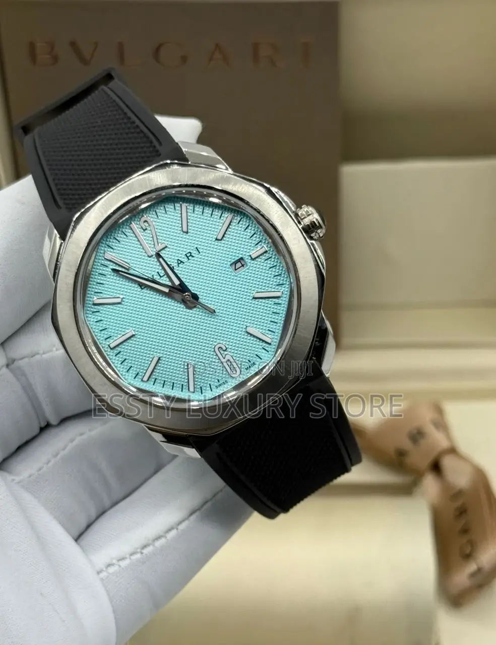 Automatic Engine Luxury Bvlgari Rubber Wristwatch