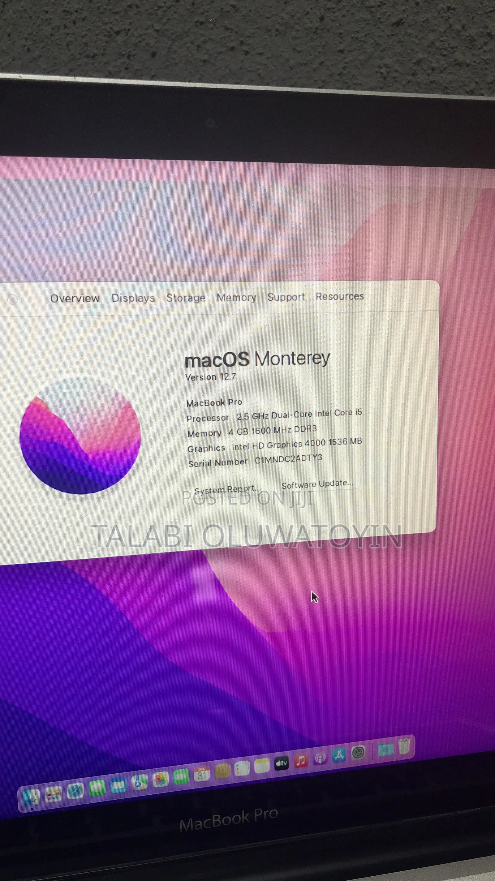 Laptop Apple MacBook Pro 2012 4GB Intel Core i5 SSD 128GB