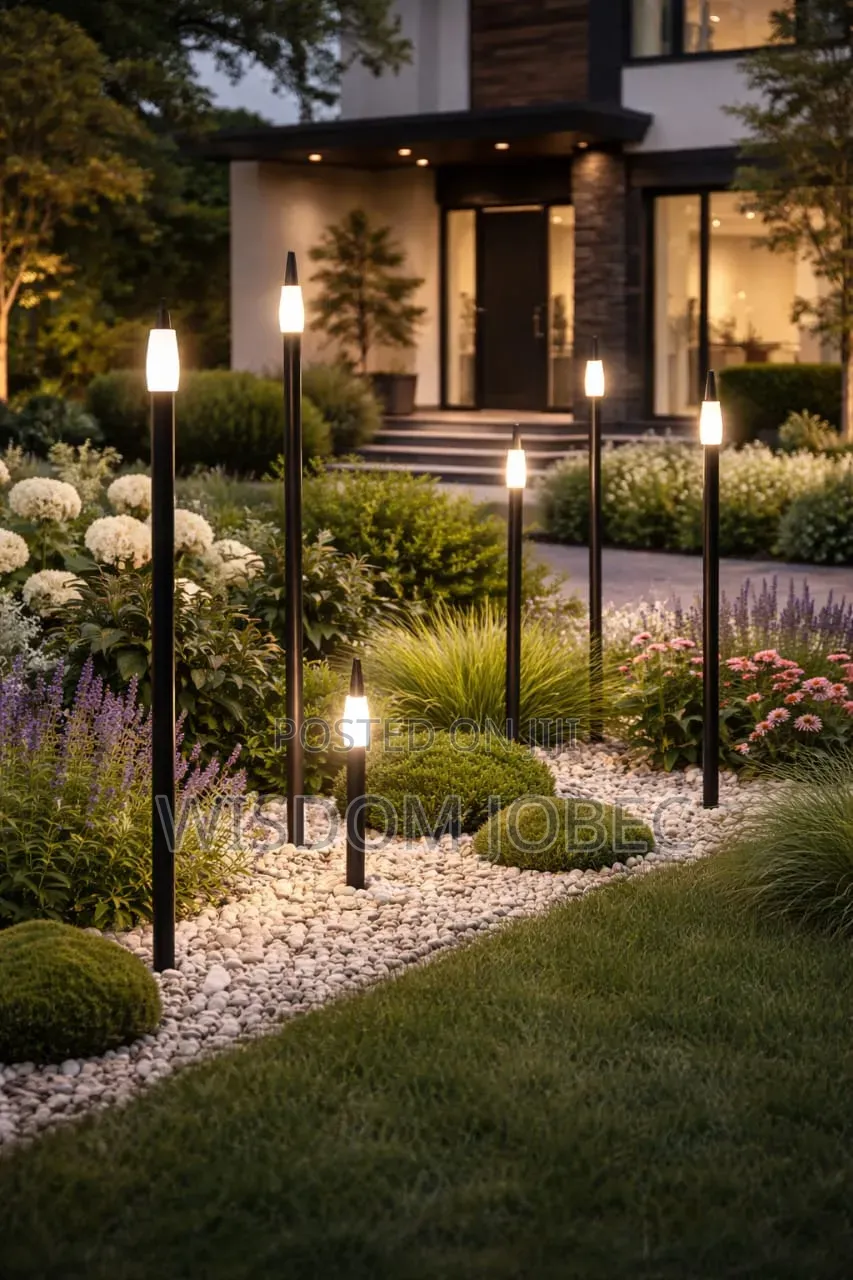 Modern Black Led Landscape Bollard Lights With a Triangular