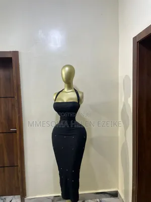 Black and Brown Rhinestone Bodycon Midi Dress