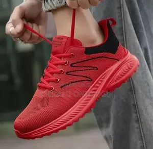 Red Flyknit Athletic Casual Men's Shoe