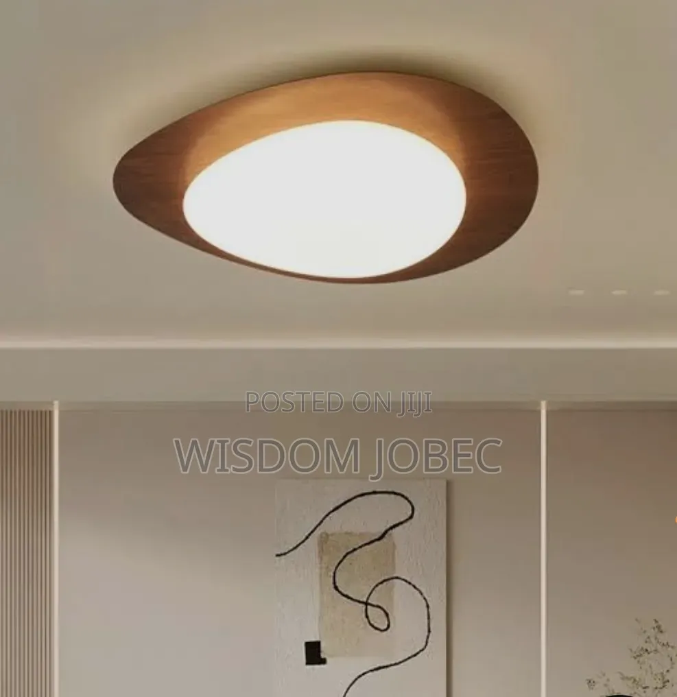 Modern Nordic Pebble-Shaped Ceiling Light With a Walnut Wood