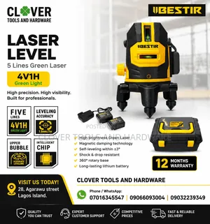 Iibestir Laser Level – 5 Lines / 4v1h 0~7m With Tripod Stand 1.2m