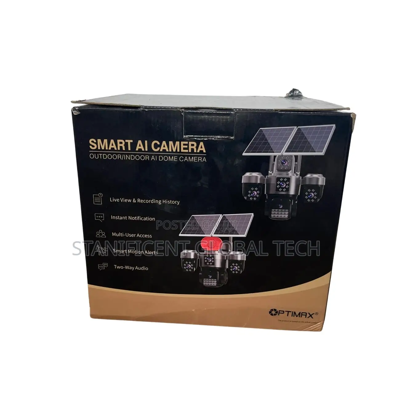 Optimax Smart Ai Four Lens Double Panel Solar PTZ Camera (Hi-Easy App)
