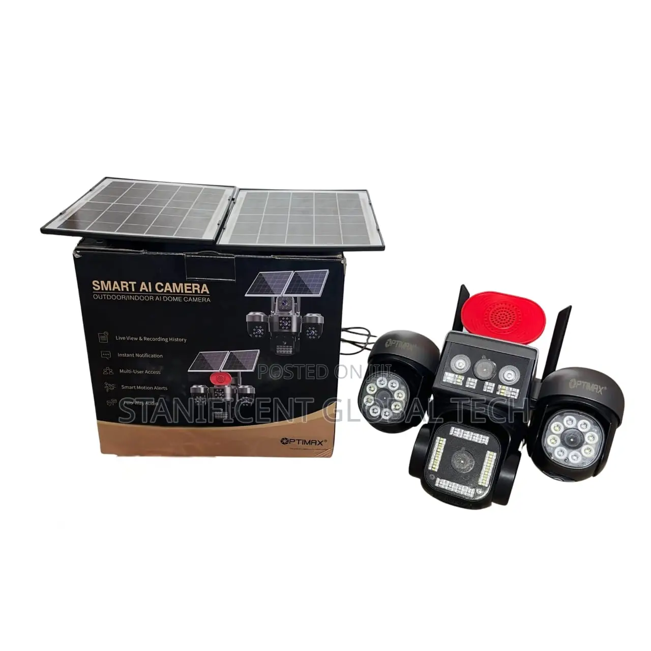 Optimax Smart Ai Four Lens Double Panel Solar PTZ Camera (Hi-Easy App)