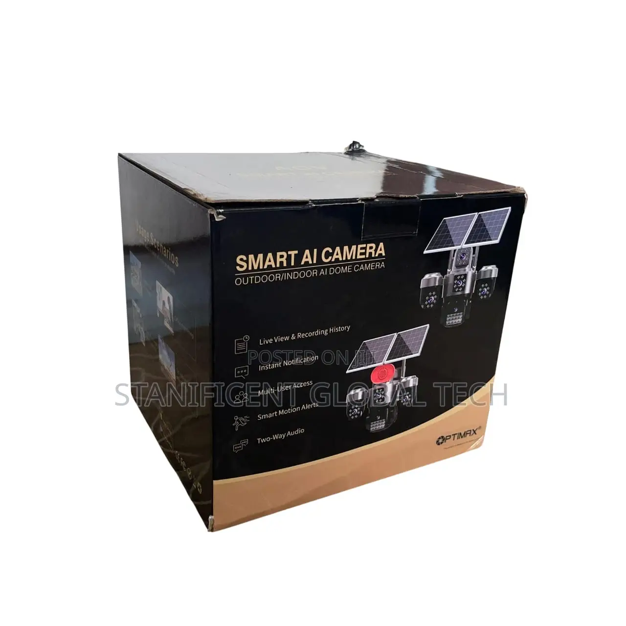 Optimax Smart Ai Four Lens Double Panel Solar PTZ Camera (Hi-Easy App)