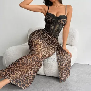 Lacey Chest Wrapped Leopard Dress