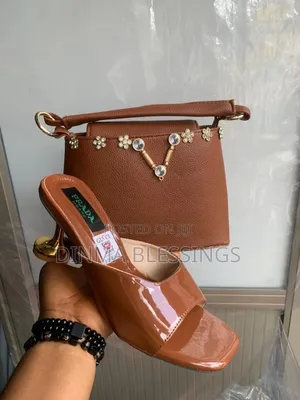Brown Heels and Matching Handbag for Women