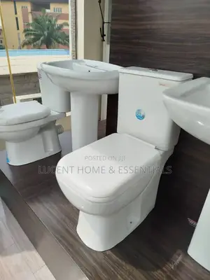 Premium White Close-Coupled Water Closet and Pedestal Basin Set