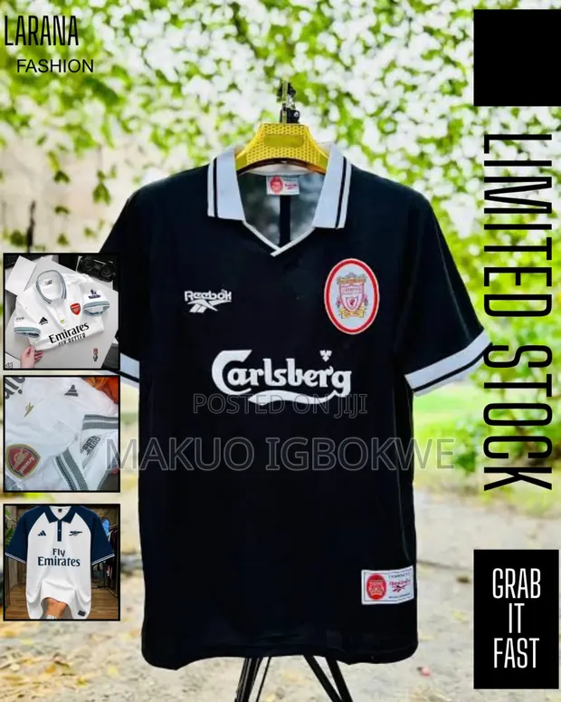 リバプール 黒 ジャージ Reebok 96/97 Liverpool Black Reebok 1896/1997 Vintage Retro Xl - Makuo Igbokwe