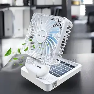 Solar Rechargeable Fan – Single Head, Usb + Solar Charging, 3-Speed