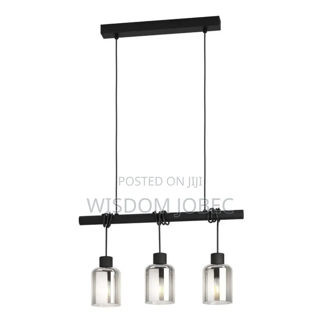 3-Light Black Metal Pendant Lamp
