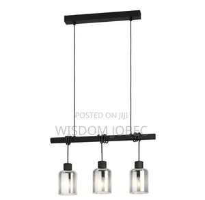 3-Light Black Metal Pendant Lamp