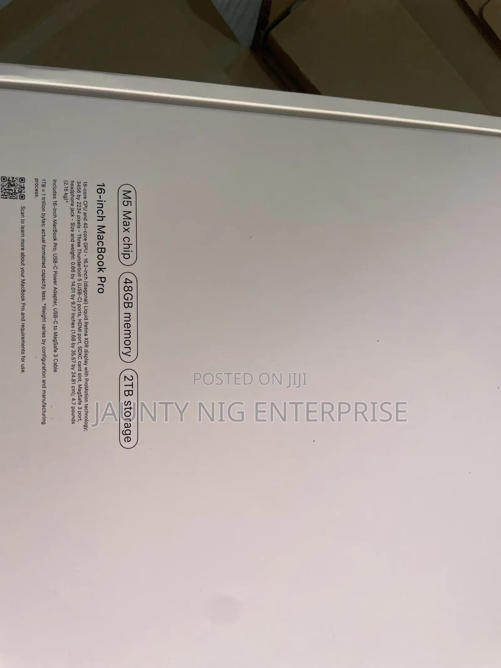 New Laptop Apple MacBook Pro 2026 M5 Max 48GB Apple M5 Max SSD 2T