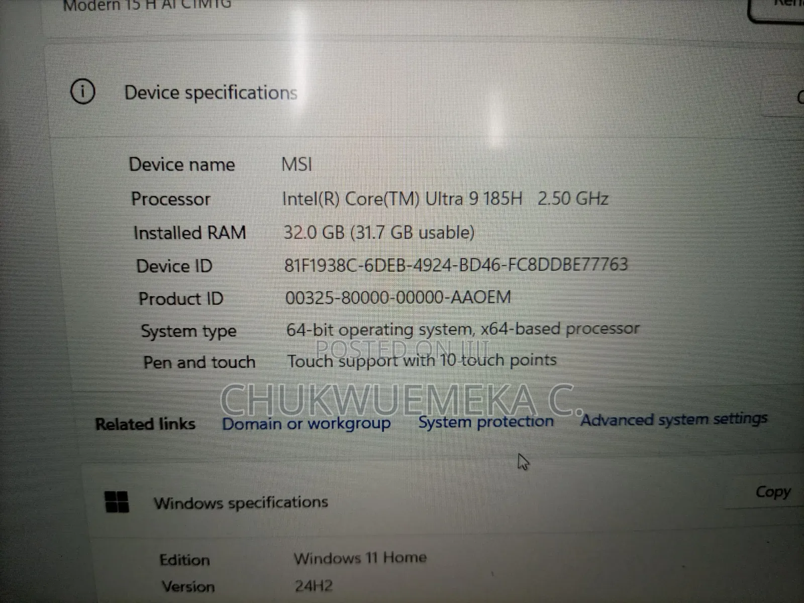 Laptop MSI 32GB Intel Core Ultra 9 SSD 1T
