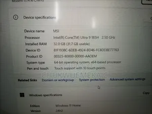 Laptop MSI 32GB Intel Core Ultra 9 SSD 1T