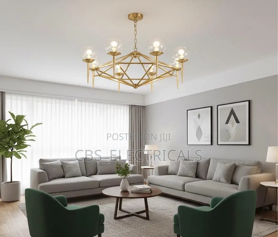 Geometric Gold Sputnik Chandelier