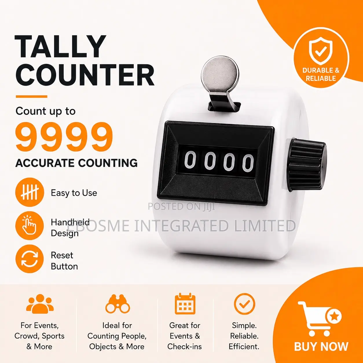 Manual Handheld Tally Counter – 4 Digit Counting Clicker