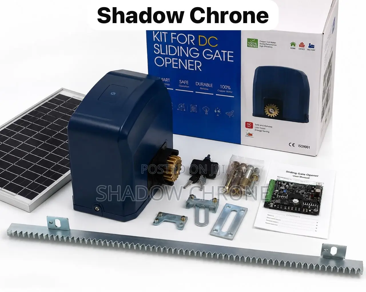 Solar Compatible Sliding Gate Opener Kit
