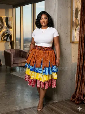 Ankara Patch Skirt - Style 895