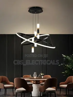 Modern Intersecting Ring and Vertical Pillar Led Chandelier
