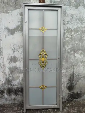 Gray Aluminum Glass Toilet and Bathroom Door