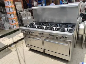 Heavy-Duty Commercial Stainless Steel 10 Burner Gas Cooker and 2 Ovens