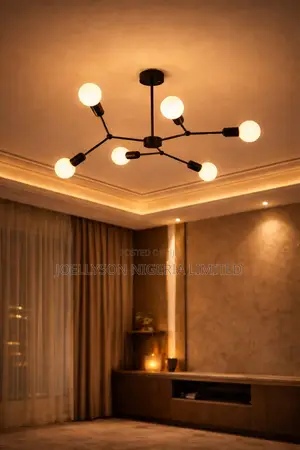 6 Hands Black Nordic Chandelier
