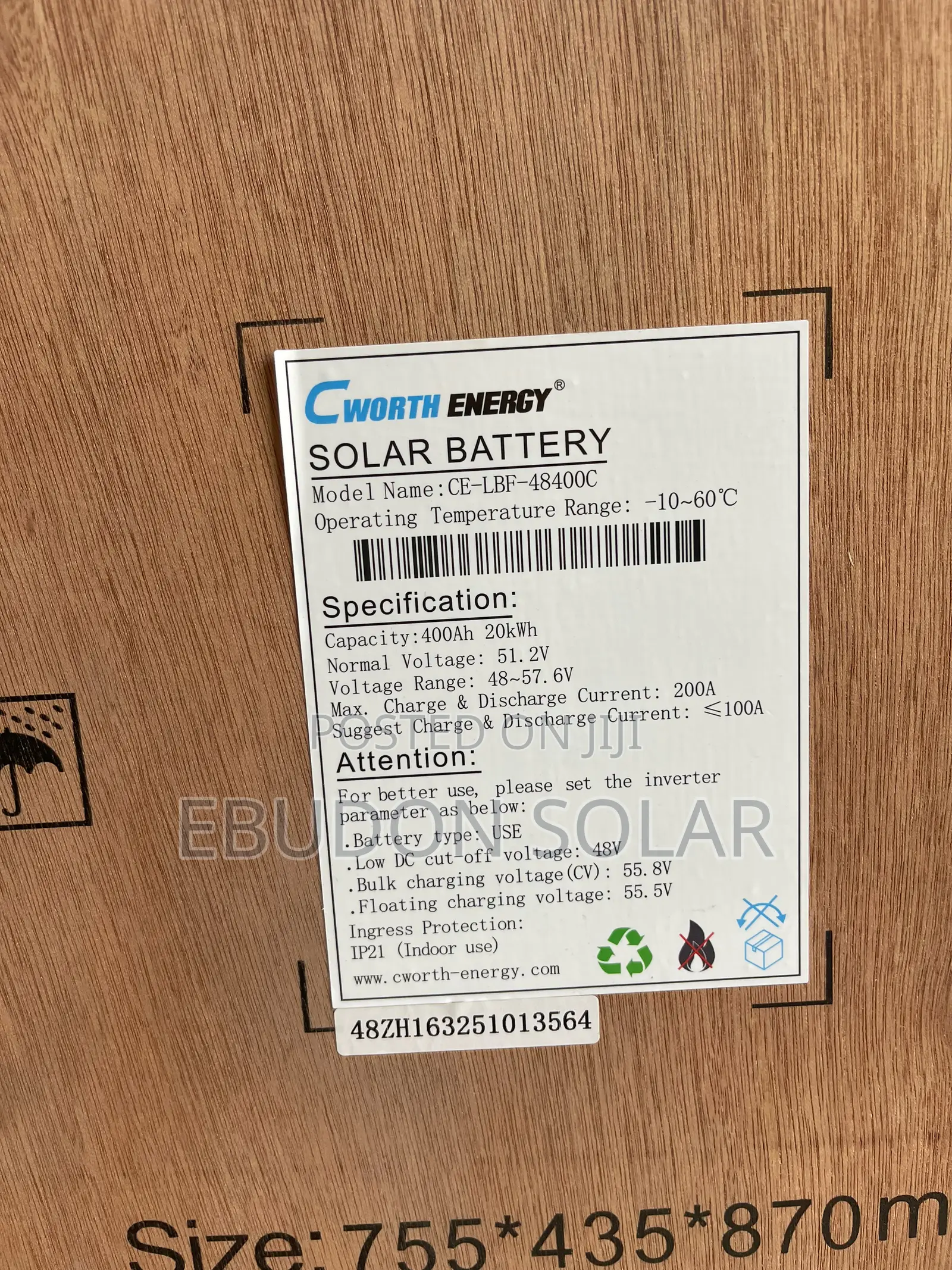 Cworth Solar Lithium Battery 20kwh 48v