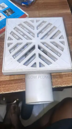 2" White Plastic PVC Side Floor Drain With a Square Grate