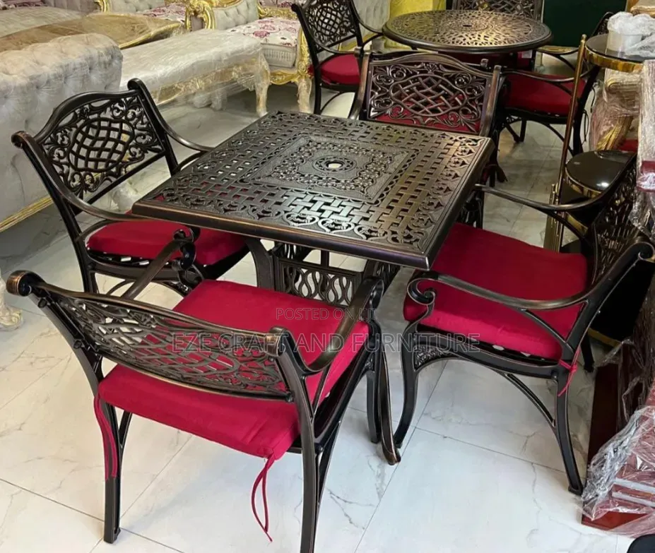 Metallic Cushion 4seaters Outdoor Dining Set