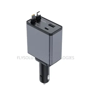 120w Car Charger With Integrated Cables and Pd Fast Charging