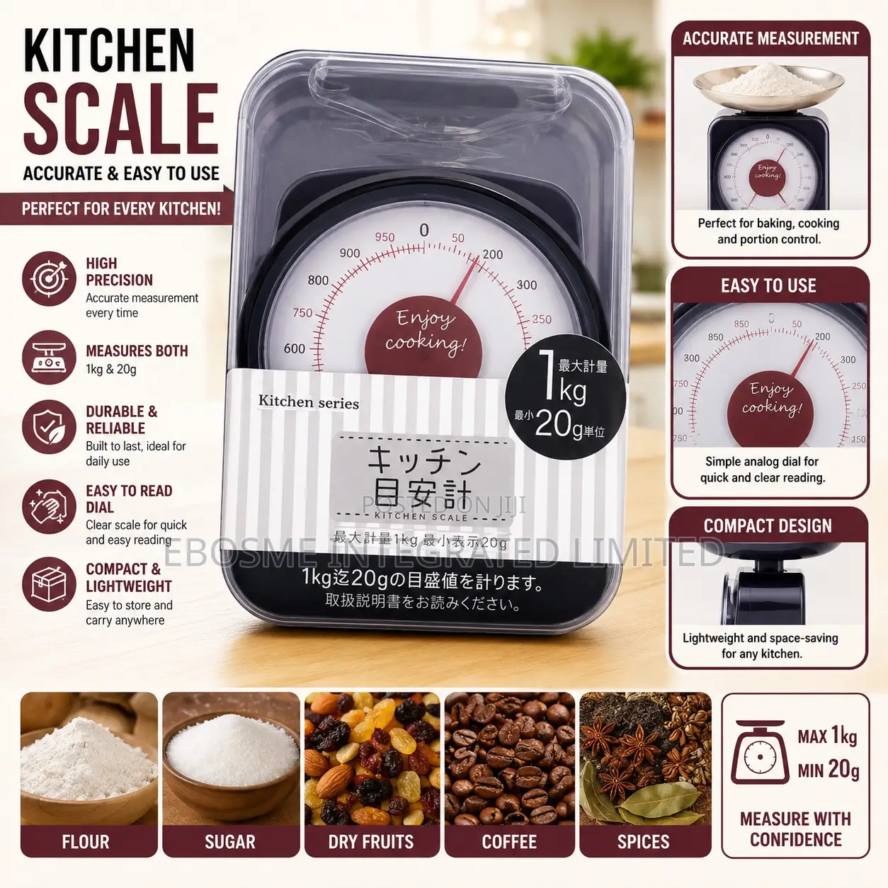Kitchen Scale – Analog Food Weighing Scale 1kg