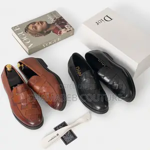 Italian Men’S Leather Loafers | Woven Slip-on | Black Brown
‎