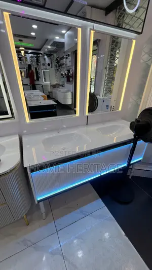 Luxury Double Bathroom Cabinet With Sensor Led Lights Sensor Mirror