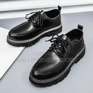 Men's Black Leather High Shoes