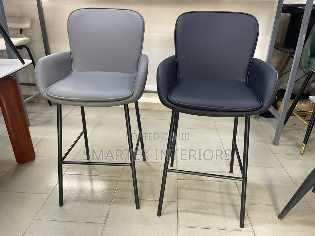 Executive Leather Iron Leg High Barstool